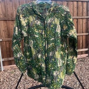 Bushlan Vintage South Texas Camo Mosquito net Long Sleeve Zip Up shirt